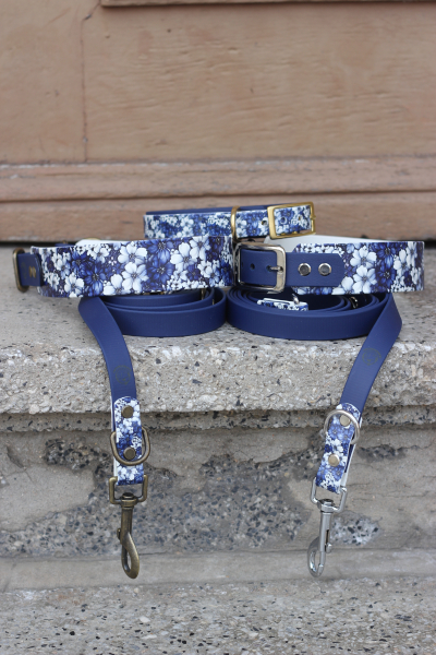 Preview: Blue Blossom x Navyblau Halsband